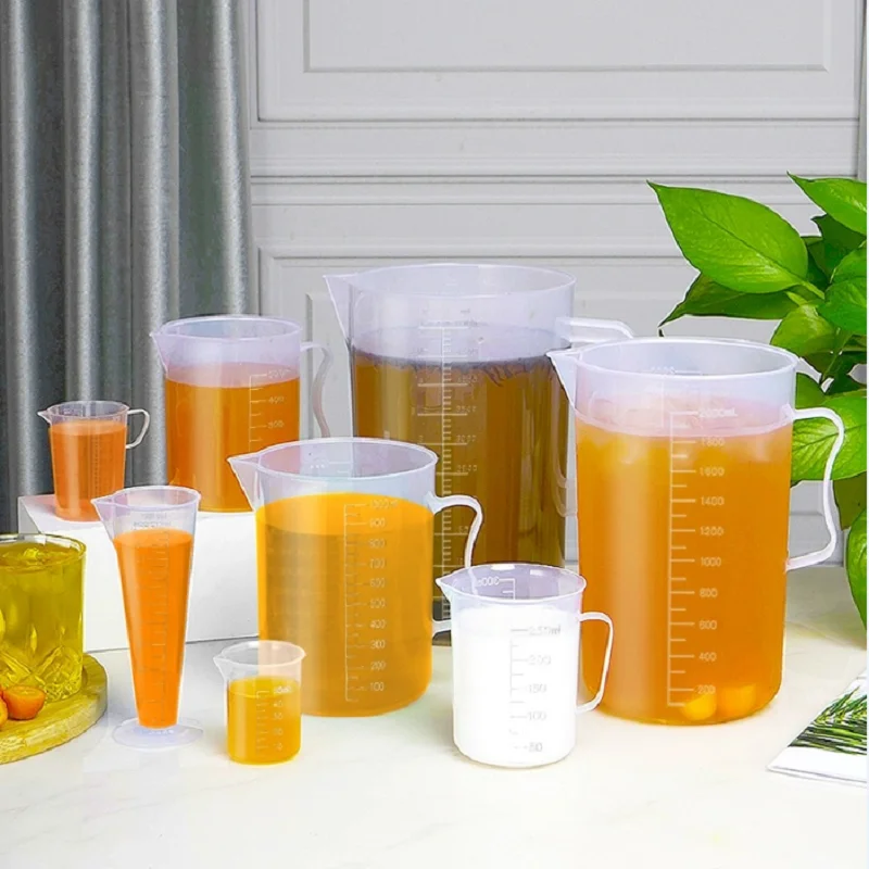 Plastic Cups 15/50/100/150/250/500/1000ml Premium Clear Plastic Graduated Measuring Cup Pour Spout Without Handle Kitchen Tool