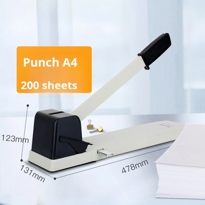 9330 Heavy-Duty Long-Arm 2-Hole Punch 200 Sheets Double-Hole Paper Voucher Punch for Loose-leaf Paper