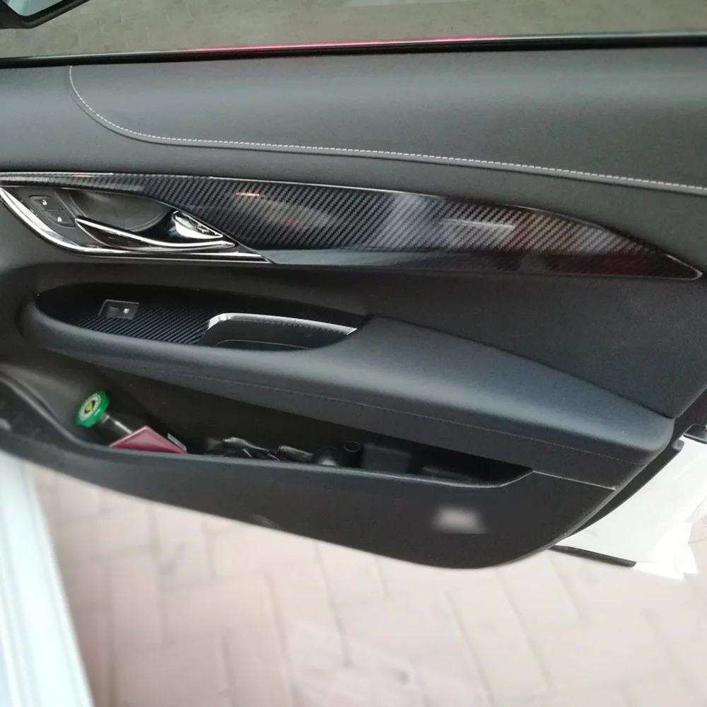 For Cadillac ATS 2013-2019 Interior Central Control Panel Door Handle Carbon Fiber Stickers Decals Car styling Accessorie