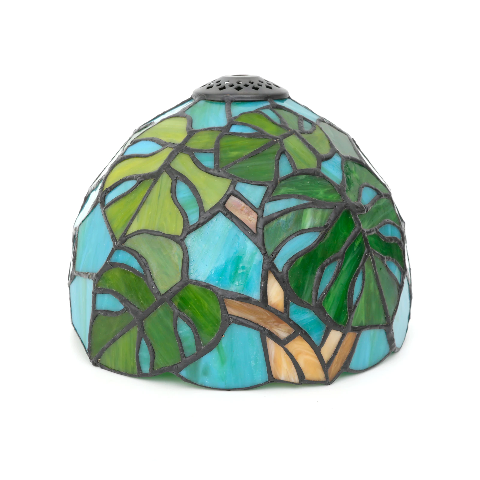 Green Leaf Lamp Shade 8 Inch Wide Accessories Replacement Stained Glass Lampshade Vintage Leaves Light Cover for Table Lamp