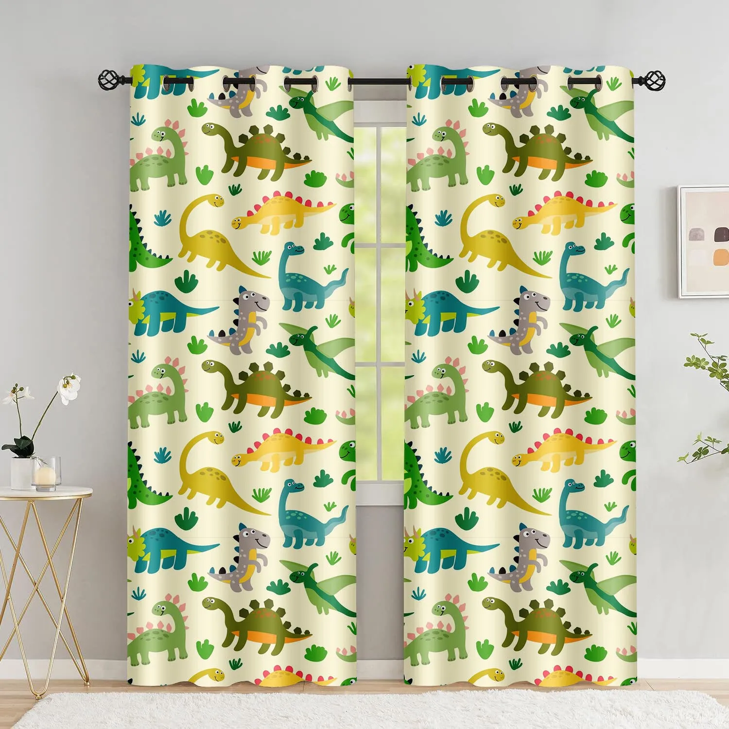 2pcs Safari Animals Window Curtain Cartoon Jungle Forest Print Curtains Home Decor Drapes for Baby Children Bedroom Living Room