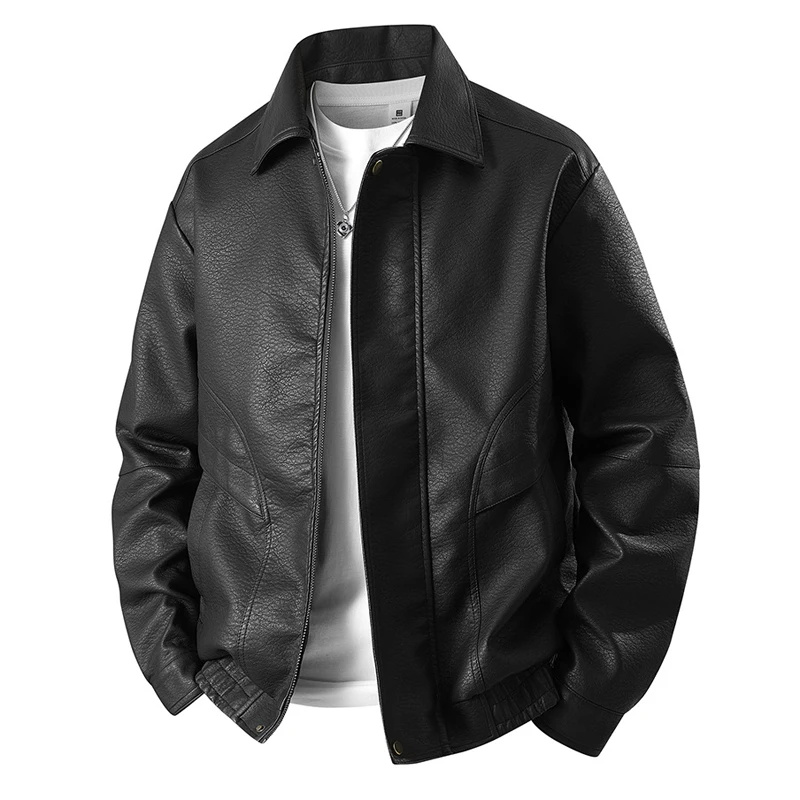 Spring Autumn Men's Work Faux Leather Jackets Fashion Man Business Leather Jackets Vintage Men Motorcycle Biker Zipper Jackets