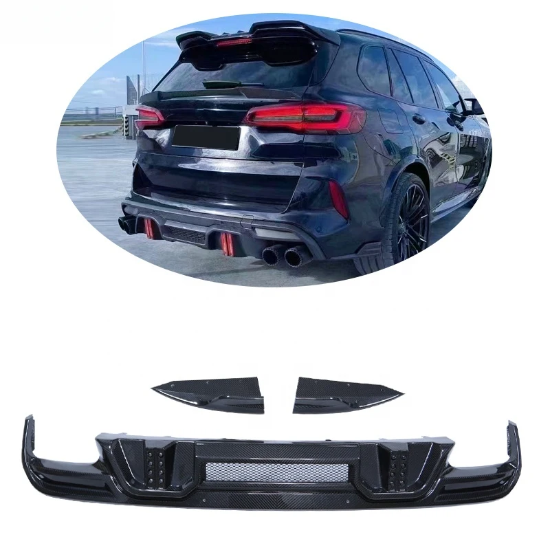 

LD Style Rear Diffuser Rear Bumper Carbon Fiber Car Body Kit (with LED Light & Exhaust Tips) for X5M F95