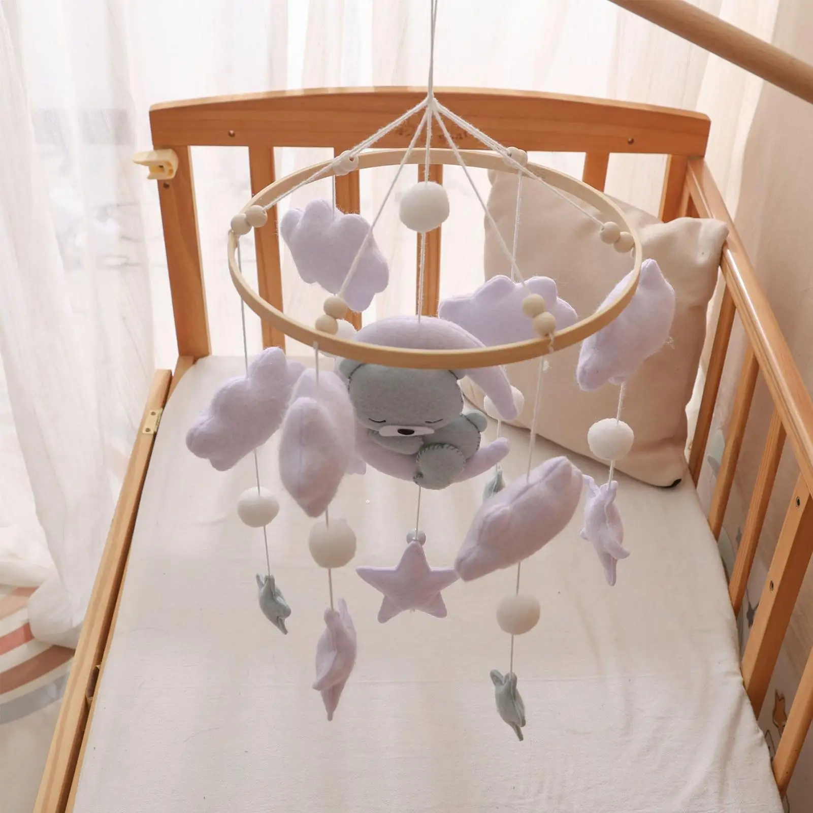 Baby Krippe Mobile Holz 0-12 Monate Rassel Spielzeug Auf Dem Bett Neugeborene Krippe Mobile Bett Glocke Hängen Spielzeug für Schlafzimmer