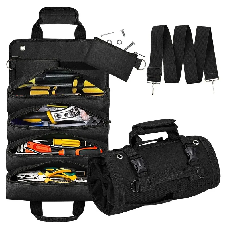 

Hardware Tool Storage Bag - Roll-Up Electrician Pouch, Car Hanging Organizer, Vehicle-Mounted Hardware Tool Kit