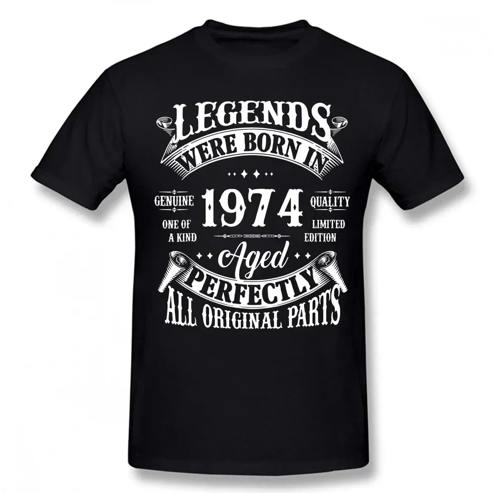 

Streetwear Short Sleeve Gifts Summer Style T-shirt Mens Clothing 50th Birthday Vintage Legends Born In 1974 50 Years Old T Shirt