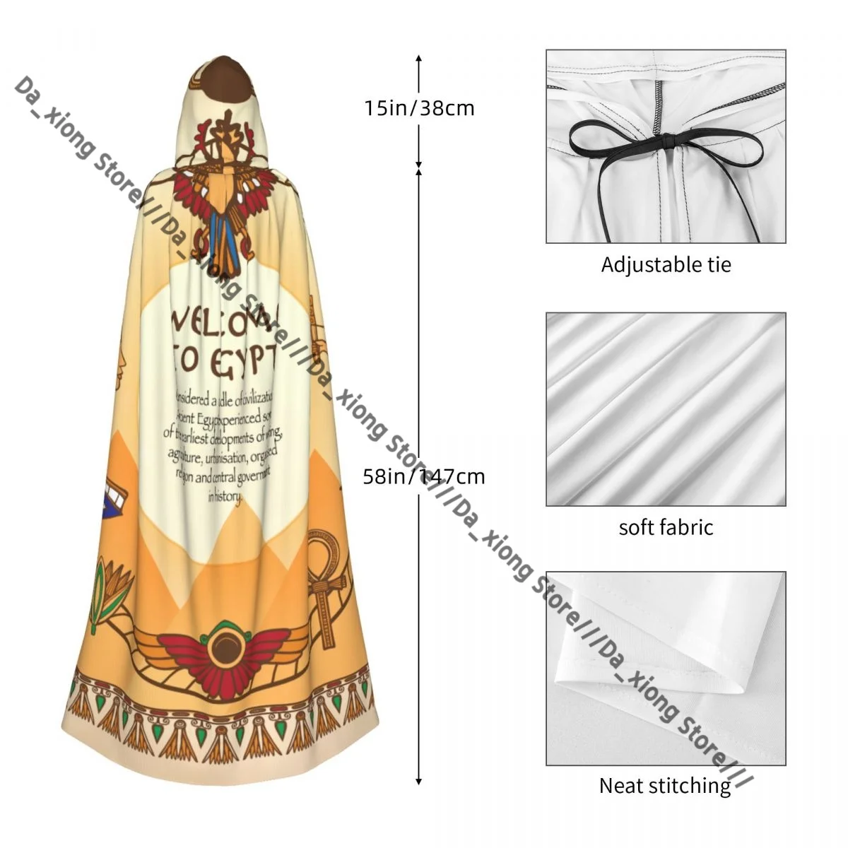 الكبار الإطار المصري عباءة الرأس مقنعين القرون الوسطى زي الساحرة ويكا مصاص دماء هالوين فستان مُصمم حسب الطلب #4