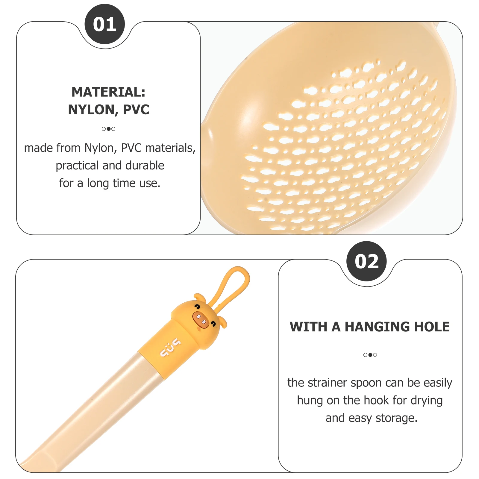 

Mesh Strainer Ladle Fine Noodle Basket Spoon Nylon Plastic Long H Yellow Kitchen Tool Dumpling Strainer Commercial Hot