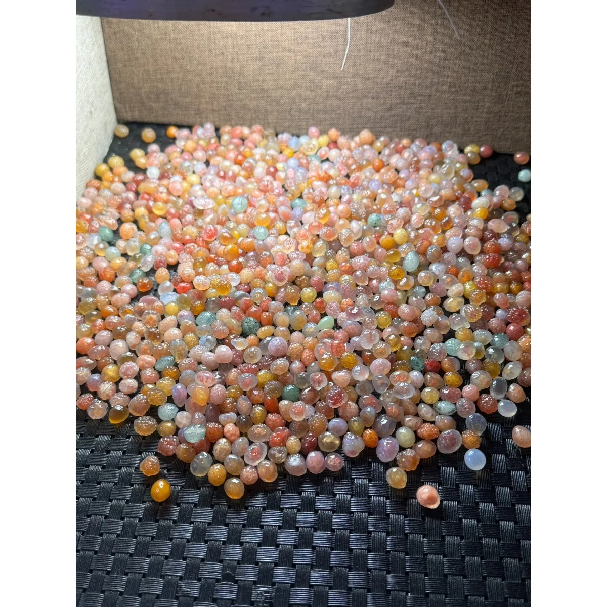 Craft Stone Alashan Agate in Glass Vial, 10-15mm Natural Unpolished, Rainbow Color, Collectible Collection.Candy Agate