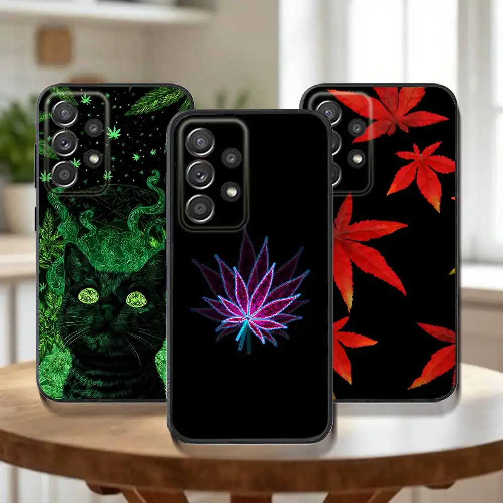 

Leaf Weed 420 Smoking Phone Case For Samsung Galaxy A 91,80,73,72,71,53,52,51,22,5G Shockproof Soft Black Cover