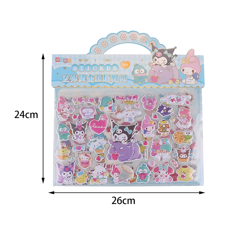 Sanrio Double-Layer Bubble Stickers Three-Dimensional 3d Sticker Cartoon Cute Kids Prizes Kawaii Melody Kuromi DIY Toy Stickers