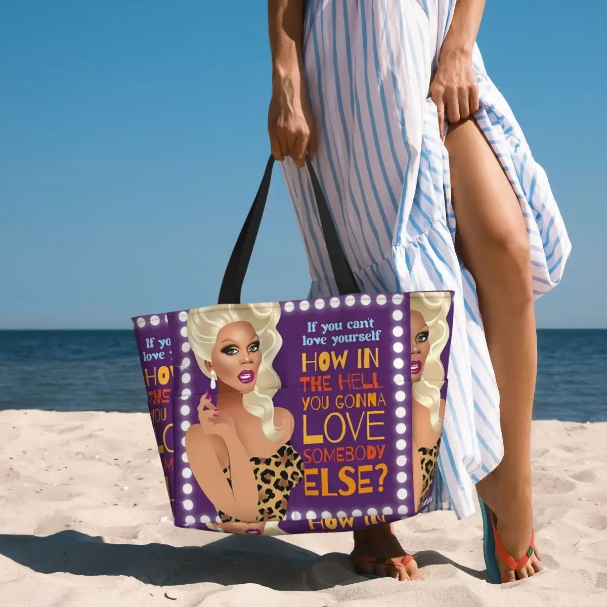 Drag Queen Royalty RuPaul's Drag Race Rupaul RPDR Beach Tote Bag Sport Yoga Duffle Large Tote Bag Women Travel Bag Fitness bag