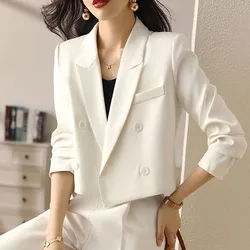 Lucyever Black Cropped blazer per le donne moda coreana Double-breast Office Suit Coat Ladies Vintage manica lunga capispalla