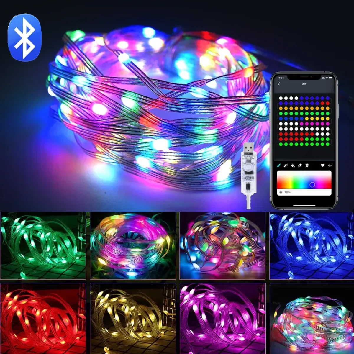 

Fantasy Color LED String Lights USB 5V Bluetooth APP Control Segmented LED Dimming Music Mode Multiple Scene For Christmas Decor