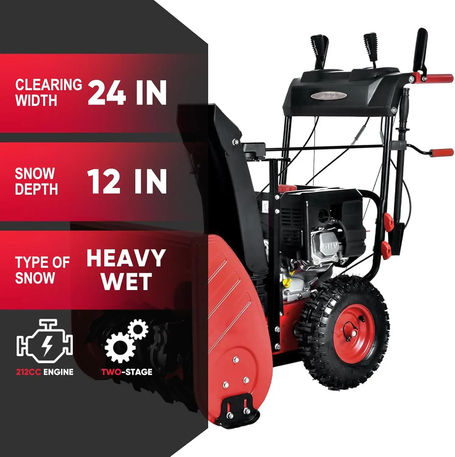 Gas Snow Blower 24-Inch 2-Stage Self-Propelled 212cc Engine Gas Powered with Electric Start,