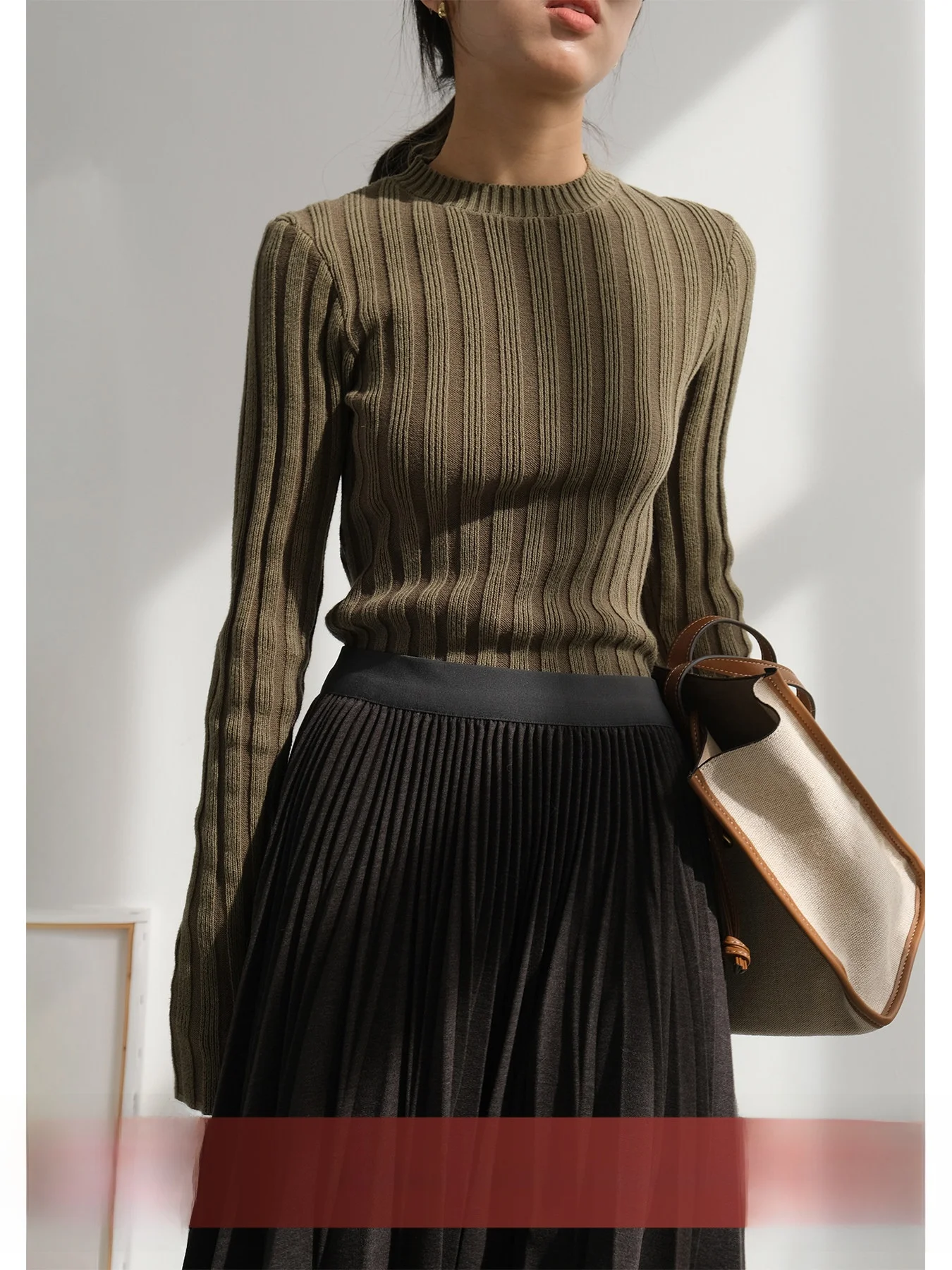 

Slim Fit Pure Cotton Knitted Base Layer irt Inner Wear Top with Wide Pit Stripe Design Commute Sle Women's Faion