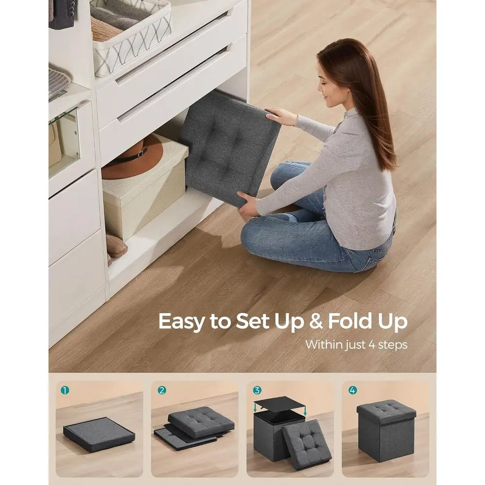 Storage Ottoman, oldable Small Ottoman oot Rest, 15 Inches oot Stool, Cube Ottoman with Storage, Load up to 660 lb, or Living Ro