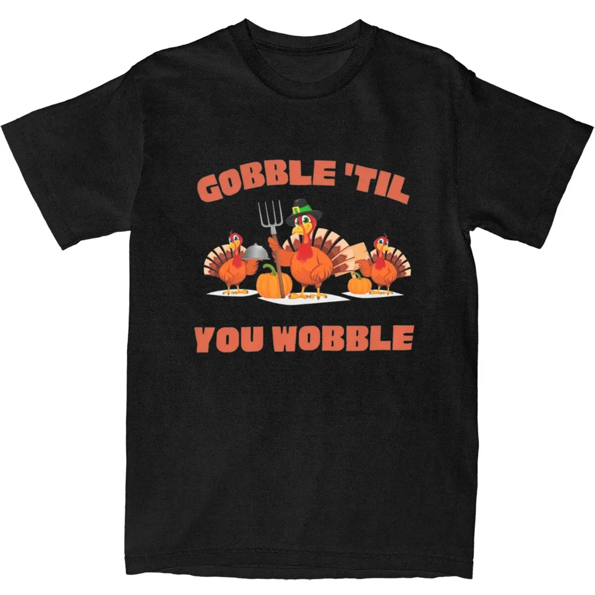 

Men's Thanksgiving Turkey T Shirts Gobble til you Wobble Cotton Top Tees Short Sleeve T Shirt O-Neck Casual Tee Shirt Big Size