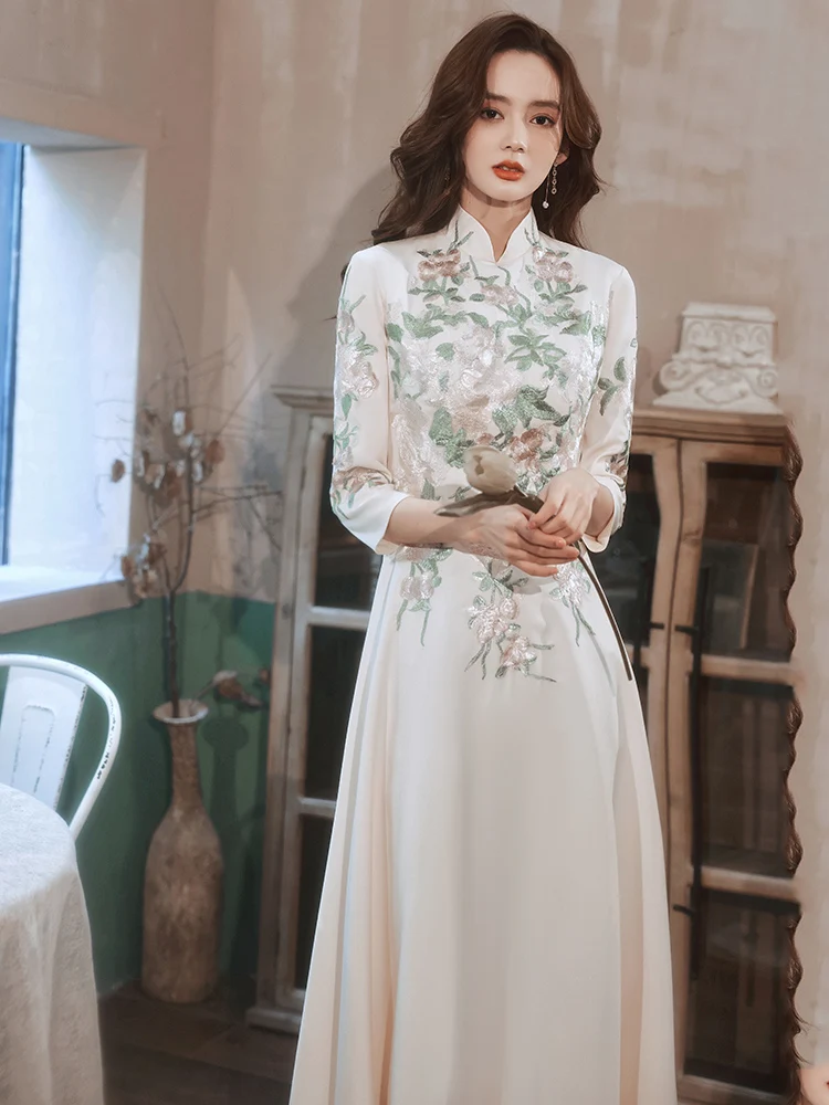 

Ele Chinese Sle Evening Gown Women's New 2025 Banquet High End Aosphere Chorus Host Slimming Summer Performance Dr