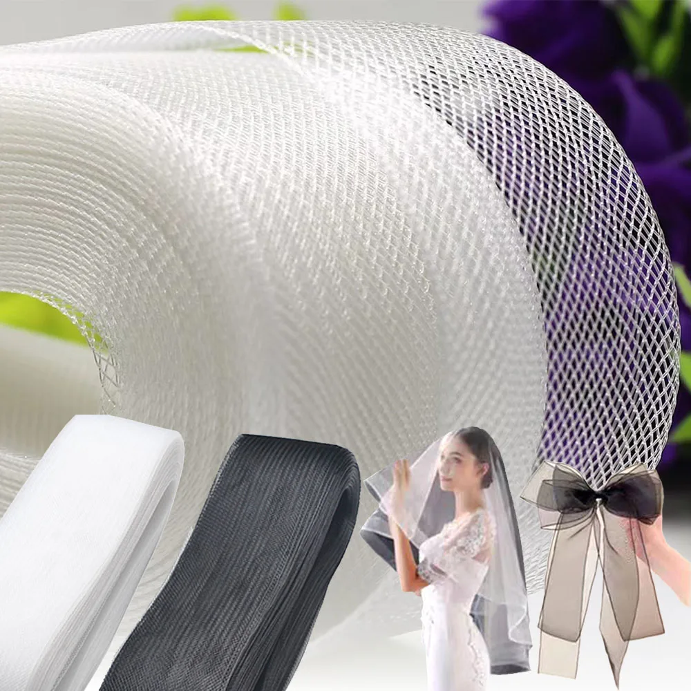 50Yards Stiff Crinoline Horsehair Braid 5/7.5cm Wide Polyester Boning Trim for Formal Dress Hem Shaping Dancewear Sewing Supply