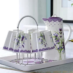 9pcs/set, bone china coffee kettle with cups, teapot ceramic espresso cup, coffee pitcher, pour over, wedding favors and gifts