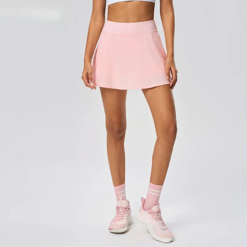 QICHE 2026 Summer Women Fake Two-Piece Sports Skirt, Hip Covering Slim Tennis Skirt with Liner, Ice Feel Quick Dry Yoga Skort