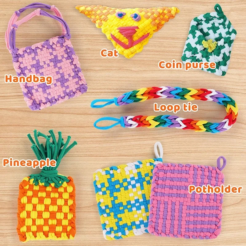 Children's Crafts 12/8 Color Handmade Toys Knitting Weaving Loom Set Rope Hook Needle Accessories Crochet String Maker Tool Girl