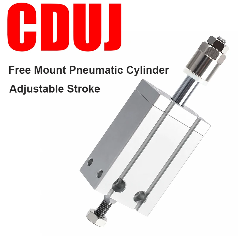 CDUJ Bore 16/20/25/32mm Adjustable Stroke Free Mount Pneumatic Cylinder Mini Compact Air Cylinder Stroke 10 30 40 50mm -XC8