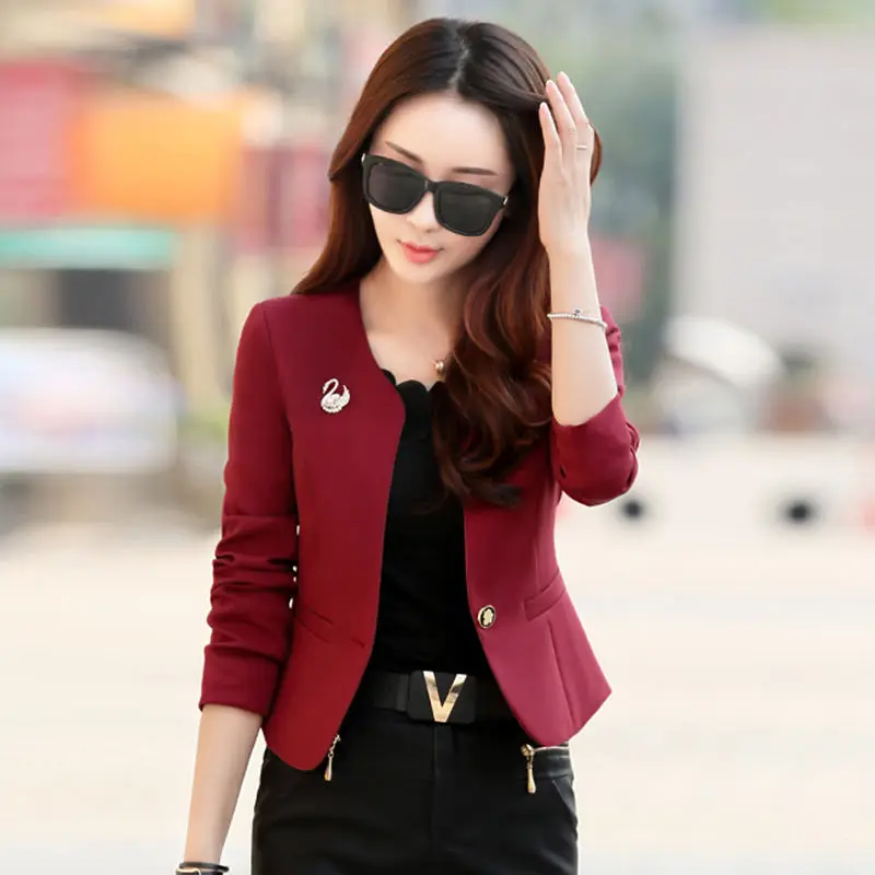 Spring Summer New Fashion Polo Collar Long Sleeved Blazer Casual Versatile Western Suit Slim Fit Commuter Clothing Women Tops