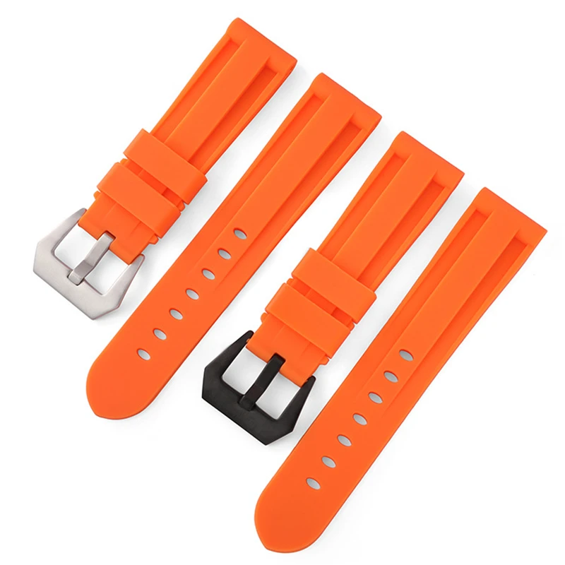 22mm 24mm 26mm Watch Straps For Panerai Watch Waterproof Black Blue Red Orange White Silicone Universal Wrist Band Accessories