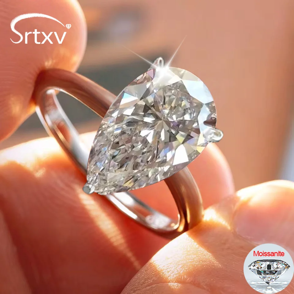 1-4CT Pear Cut Moissanite Wedding Ring for Women S925 Sterling Silver D Color Water drop Bride Lab Diamond Band Fine Jewely Gift