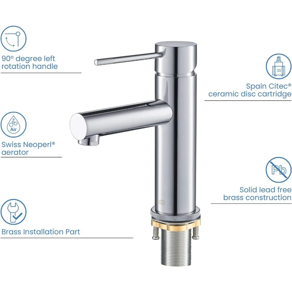 Solid Brass Single Handle High Arc Circular Faucet with Pop-Up Drain for Bathroom Sink | Premium Quality Sink Faucet for Modern