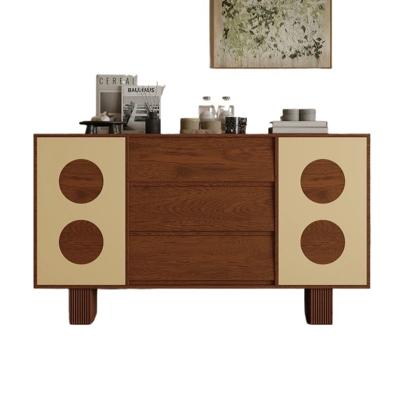 

Medieval style small apartment dining side cabinet living room against the wall light luxury high-end locker coffee cabinet