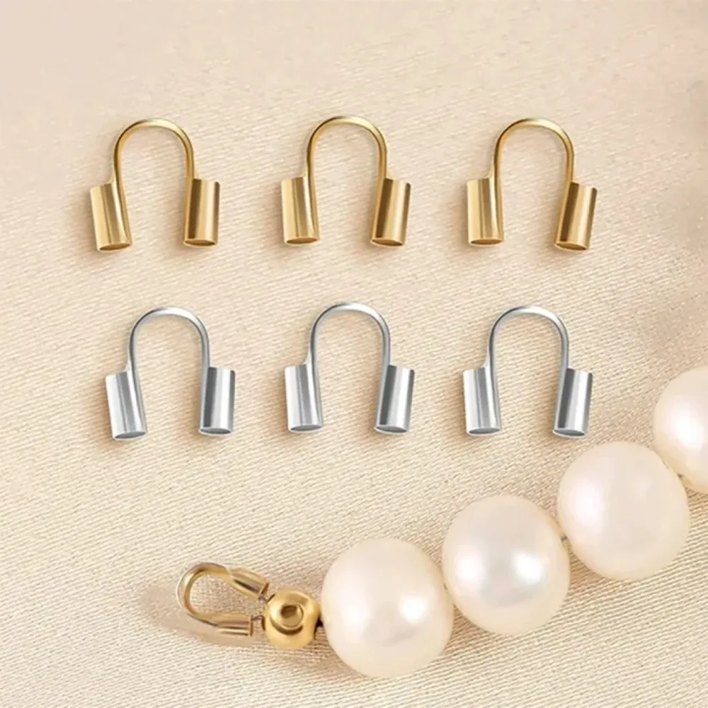 30/50pcs 18K Gold Plated Brass Wire Guard Guardian Protectors Loops U Shape Clasps Connector DIY Jewelry Ends Fastener Clasp