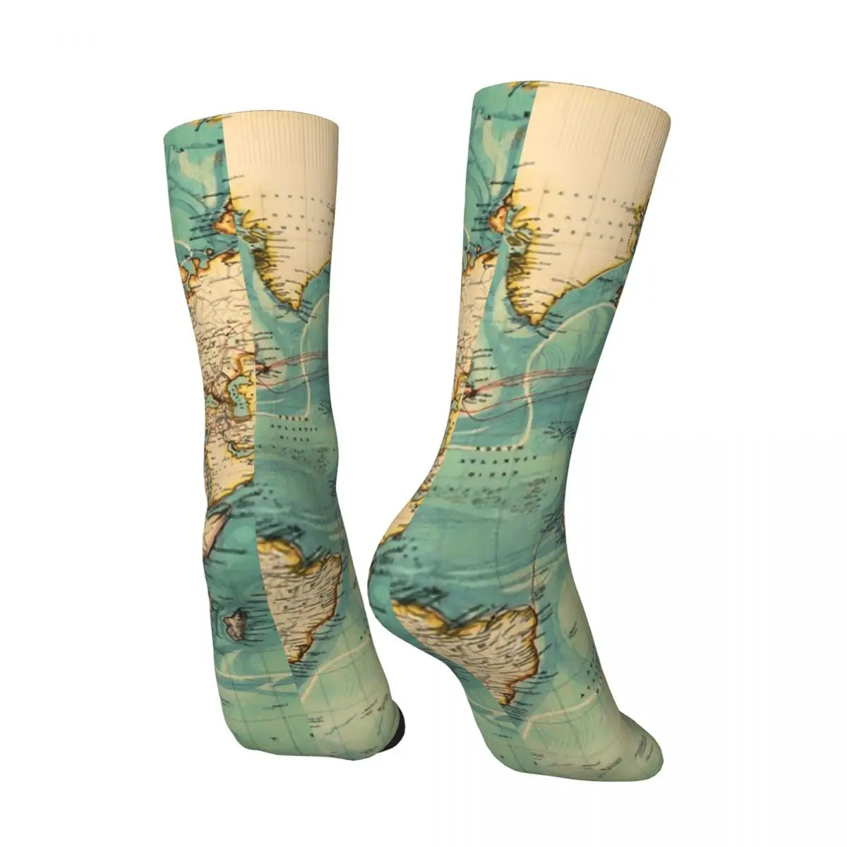 خريطة العالم الجوارب خمر خريطة العالم 1883 جوارب الموضة الربيع مكافحة الرجال الجوارب الدافئة لينة الرسم الجري جوارب رياضية