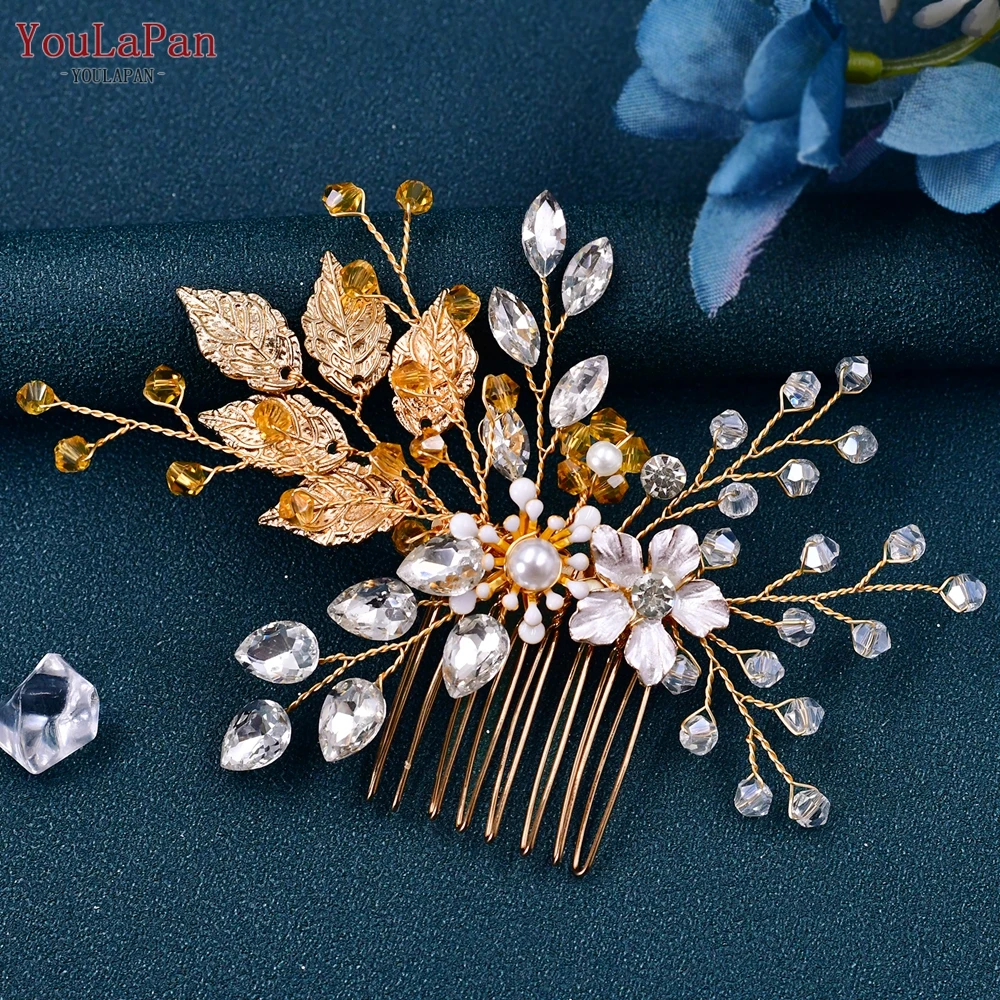 YouLaPan HP67 Delicate Wedding Tiara Woman Combs Bridal Hair Clip Girls Head Piece Wedding Hair Accessories Bridesmaid Headwear