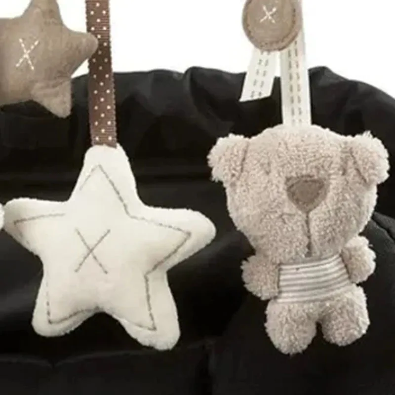Stroller Toys Hanging Baby Rattle Toys Soft Baby Music Plush Activity Crib Mobie Rabbit Star Shape for Toddlers Baby Boys Girls