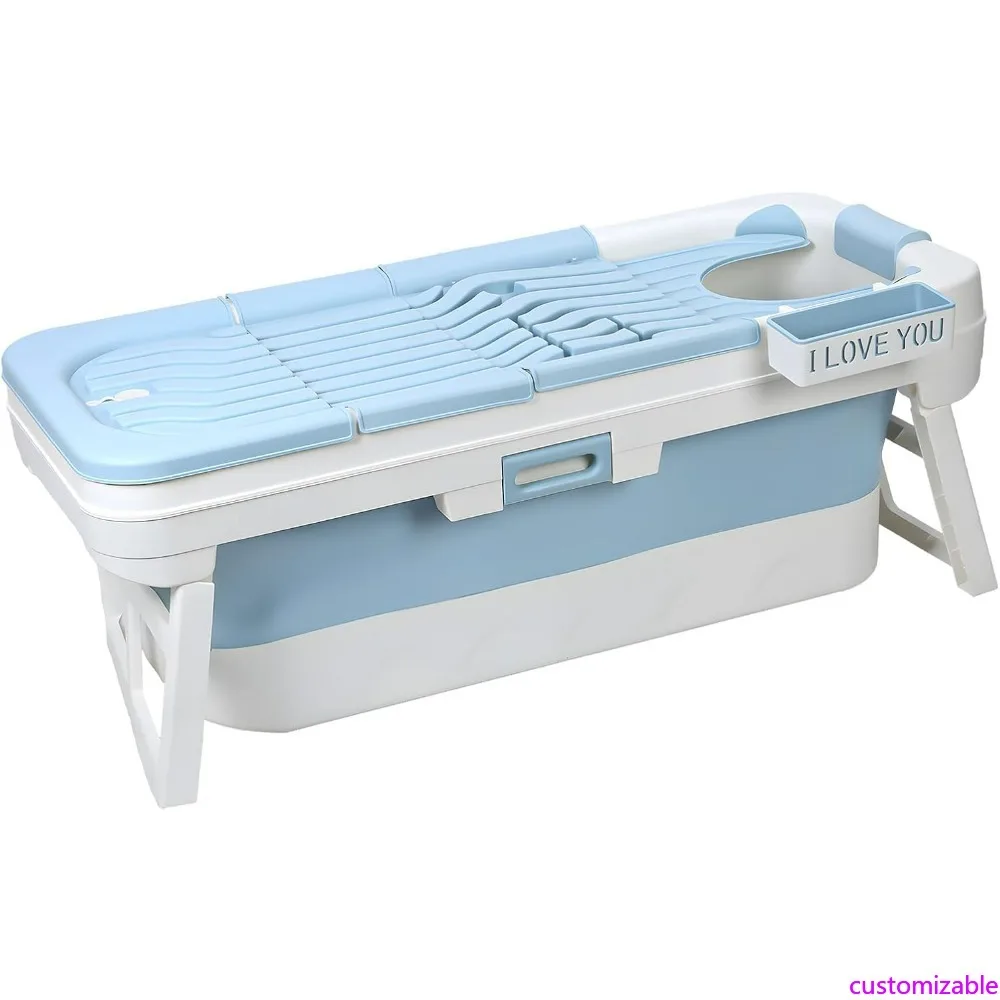 

Portable Adult Bathtub, 51-Inch Collapsible Tub, Ergonomic Freestanding Foldable Bath for Adults