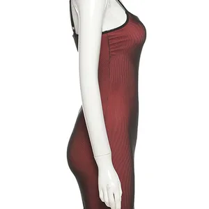 İnce örgülü çift katmanlı kadın bodycon parti kolsuz, elastik bandaj, bölünme eğilimi, giysiler, clubwear, ince, seksi, 2023 giysi, bandaj için en çok satılan 8 ürün-no. 6