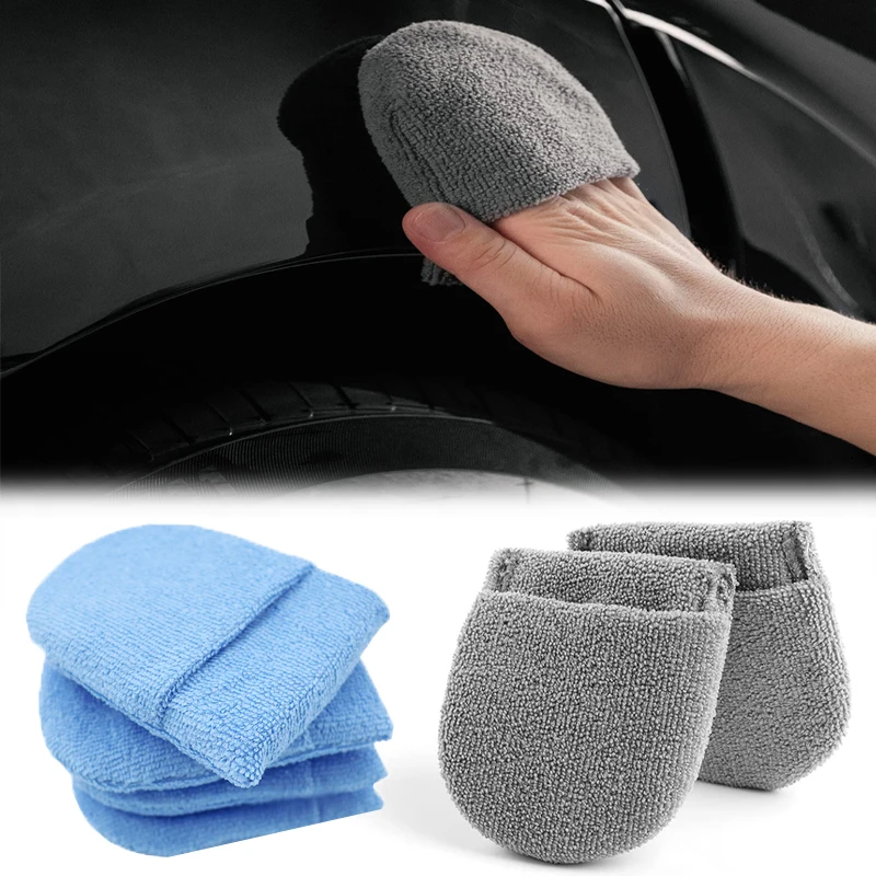 

Soft Microfiber Car Wax Applicator Mitts Polishing Sponge Wax Foam Applicator Pad Washing Gloves Auto Detailing Cleaning Tools