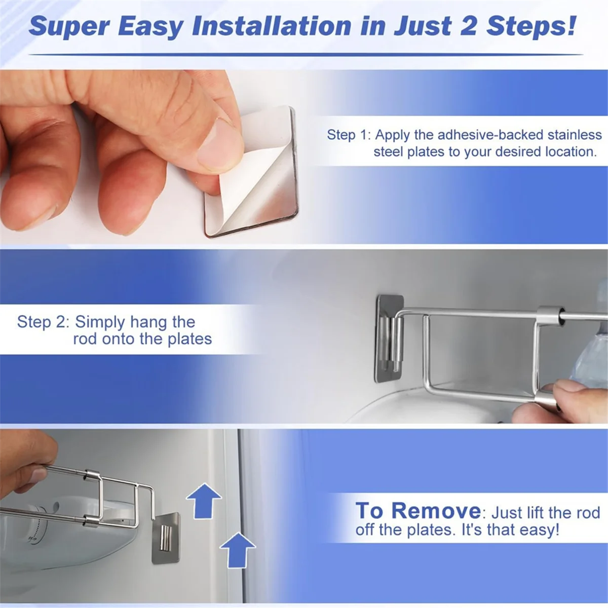 A69X RV Secure Verstellbare Stangen, Edelstahlstangen, Lebensmittel- und Getränkestabilisatoren für Wohnmobil-Kühlschrank (2er-Pack)