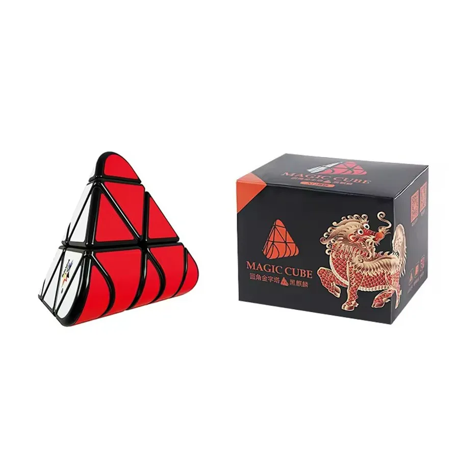 مكعب سحري هرمي مدور من YuXin للأطفال ، ملصق أسود ، ألعاب تعليمية ، أطفال ، كيلين ، 3x3x3
