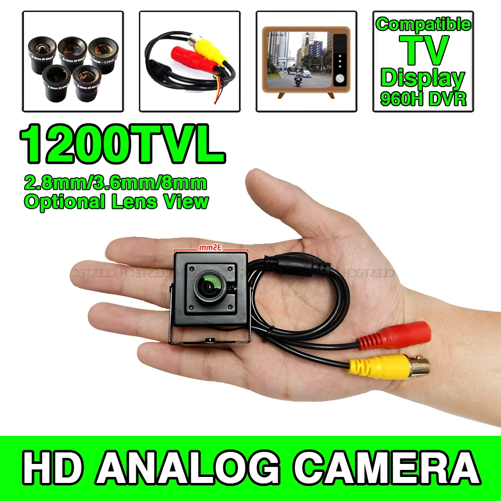 

Analog CCTV Camera 2.8mm 8mm 16mm Lens Compatible TV Super Small HD Mini CVBS Metal Video For Home Car Overtake With bracket