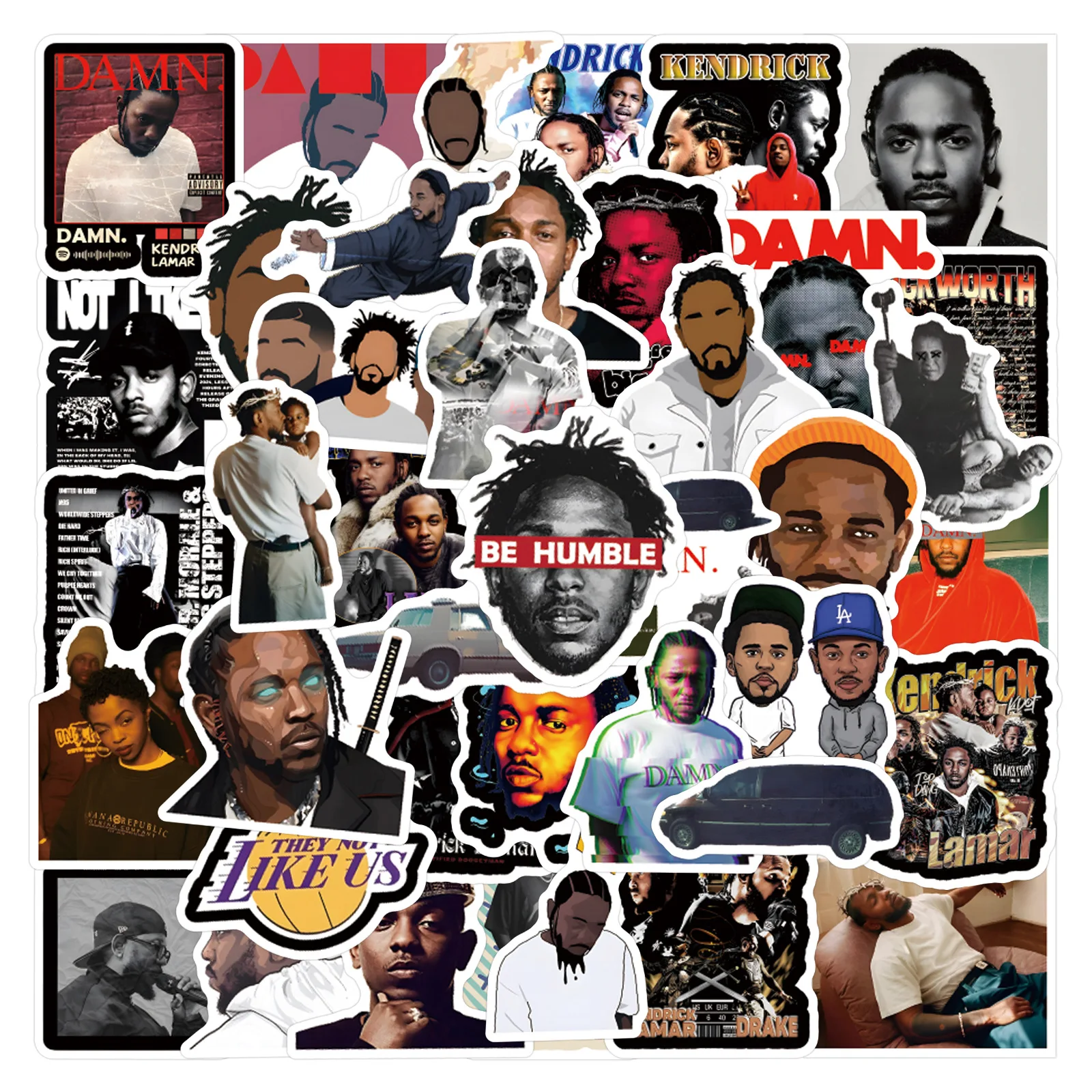 10/55PCS Cartoon Kendrick Lamar Rap Singer Stickers For Laptop Phone Guitar Skateboard Cup Sticker Funny Cool DIY Graffiti Decal