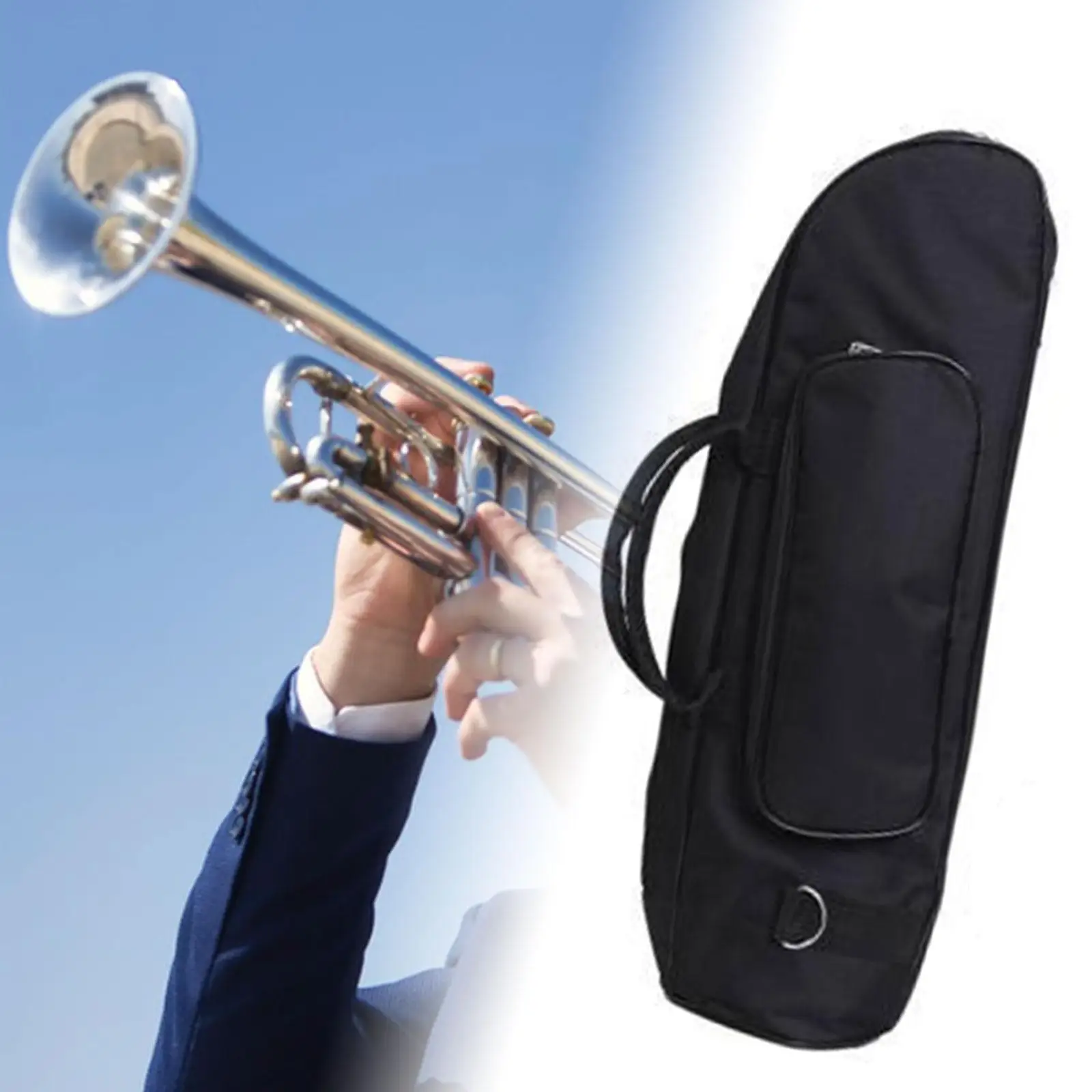 

Trumpet Gig Bag Mouthpiece 23.62'' Carry Handle Music Sheets Lightweight Bugle Case for Band Outside Performance Stage Concert