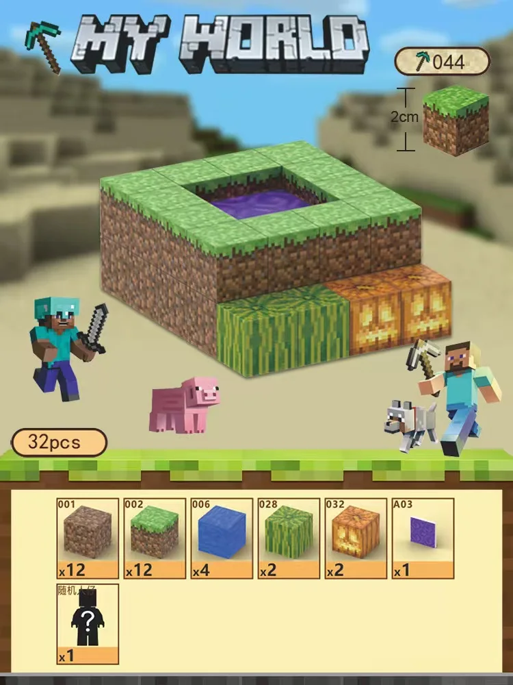 32 pçs blocos magnéticos anime crianças quebra-cabeça montado brinquedo boneca mini cubo magnético modelo crianças brinquedos de construção presente