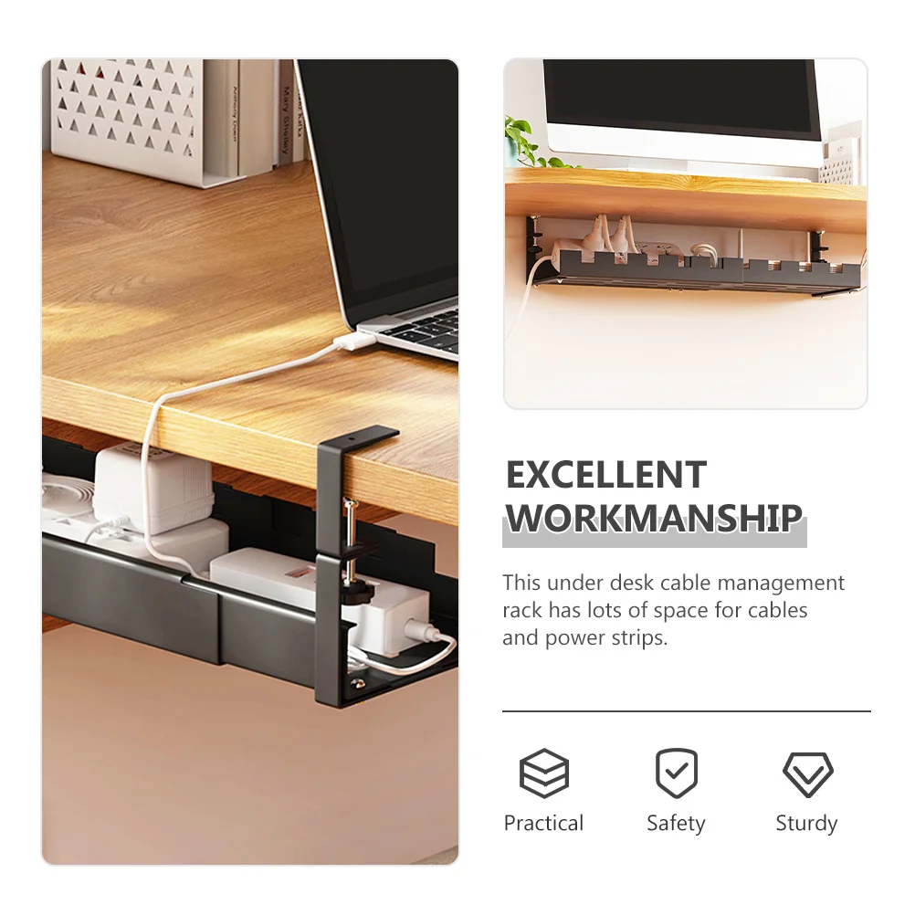 Under Desk Cable Management System Strong Load Bearing Tray for Desk Cord Organizer Smooth Wire Control At Home Or Office