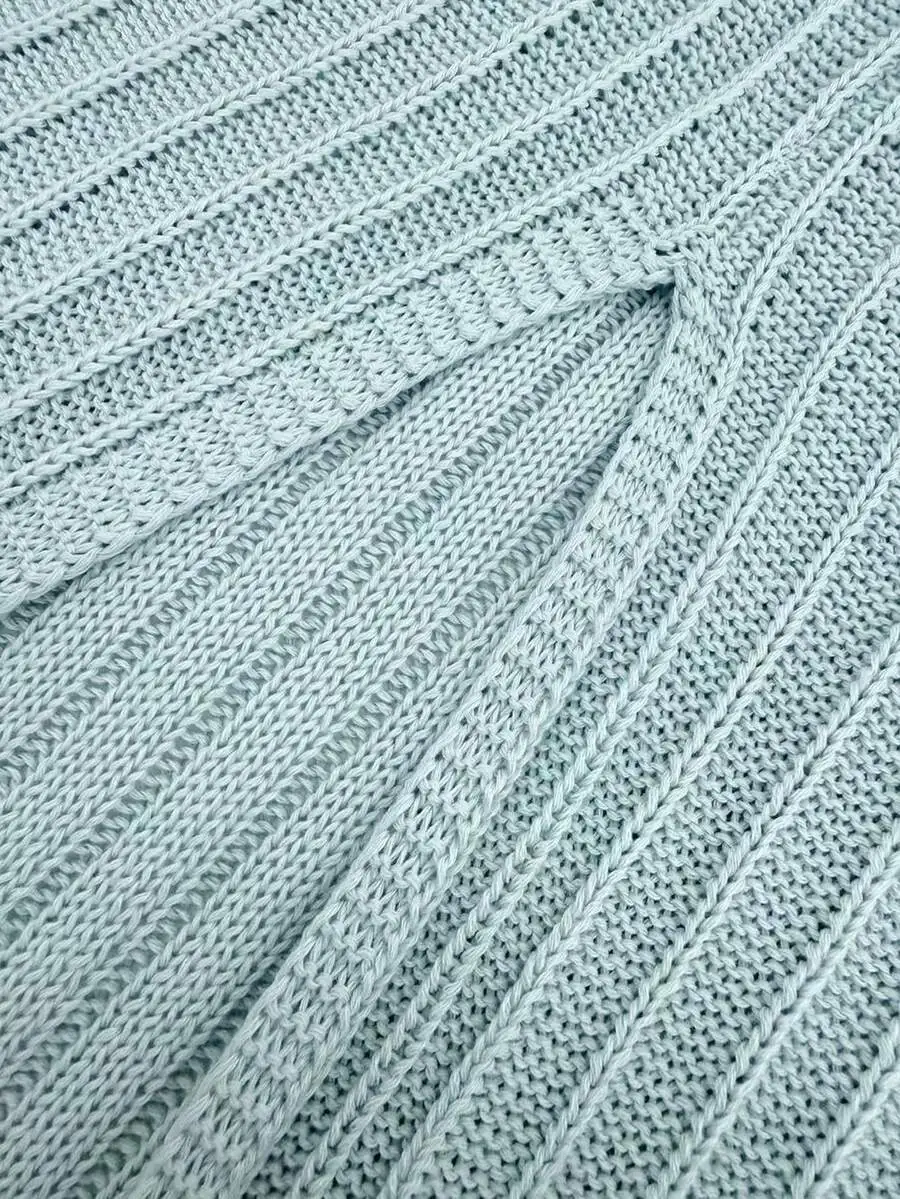 Elegant Light Blue Sleeveless Ribbed Knit Maxi Dress With V-Neck, Front Button Closure, And Open Back—Summer, Beach, Wedding