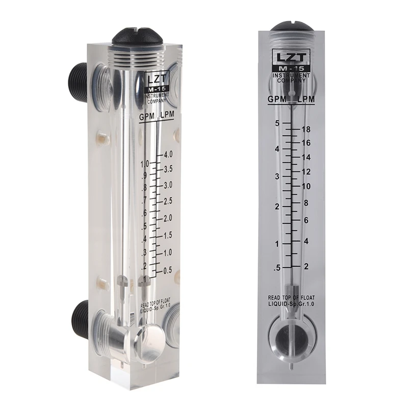 

2 Pcs Panel Type Flow Meter : 1 Pcs 0.5-5 GPM 2-18 LPM Water Flow Panel Mount Type & 1 Pcs Black Adjustable Knob 0.1-1 GPM LZM-1