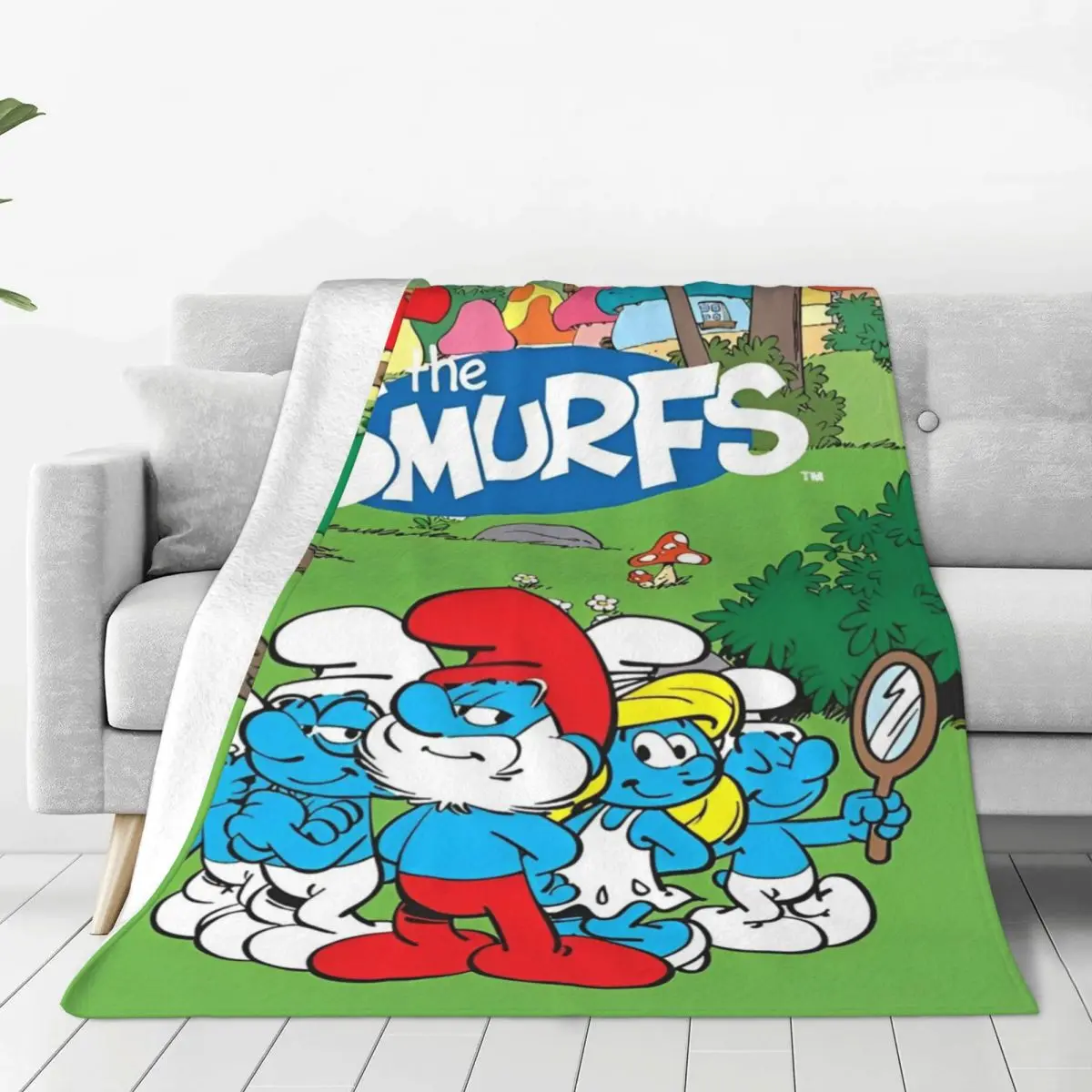 The S-Smurfs Blue Cartoon Anime Blanket Ultra-Soft Velvet Comfortable Gift Throw Blanket Quilt